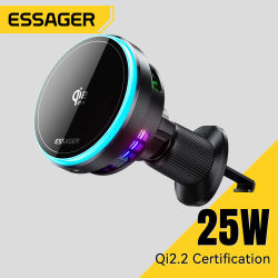 Essager QI2.2 25W Soporte Magnético para Teléfono de Coche con Cargador Inalámbrico para iPhone 17 16 15 Pro Max, Carga para Cargador de Coche Magsafe
