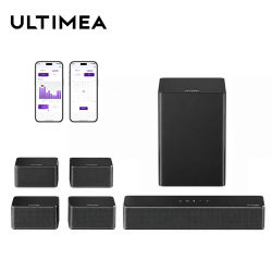 Barra de Sonido Envolvente ULTIMEA 7.1, Sistema de Sonido Envolvente Virtual 3D con Subwoofer, 2 Altavoces Traseros, Altavoces para TV de Cine en Casa, Negro