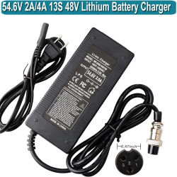 Cargador de 54,6 V 2A para batería de litio de 48V Skywalker 8S,Evercross H5,Kugoo M4/X1/M4 Pro,GX16/M16 adaptador de corriente de conector de 3 clavijas