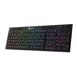 Teclado mecánico RGB inalámbrico Redragon K618 Horus, teclados para juegos Bluetooth/2,4 Ghz/con cable de perfil bajo, interruptor marrón/azul