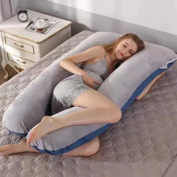 Almohada multifuncional para mujeres embarazadas, cojín de algodón puro desmontable y lavable para siestas en forma de U