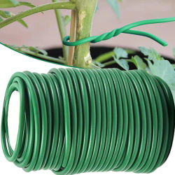 Ataduras de Goma Verdes para Plantas de Jardín, Cables de Sujeción Reutilizables y Flexibles para Enredaderas, Soporte para Tallos de Plantas