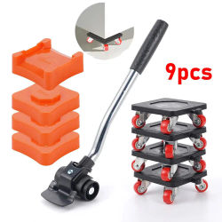 Juego de Herramientas para Mover Muebles de 500KG, Elevador de Muebles de Alta Resistencia con Ruedas, Herramienta para Mover Sofás/Refrigeradores/Armarios, Kit de 5/9 Piezas para Mover Muebles