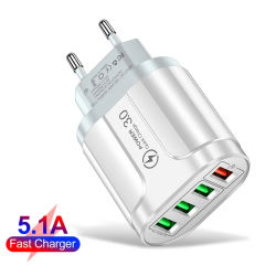 Cargadores rápidos de 48W, enchufe UE/EE. UU., cargador USB de 4 puertos, cargador de teléfono móvil de carga rápida, adaptador de viaje de pared para iPhone, Samsung, Xiaomi