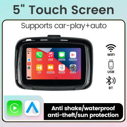Navifly Pantalla de Navegación Portátil para Motocicleta de 5 Pulgadas, CarPlay Inalámbrico, Monitor Android Auto, Resistente al Agua IPX7, Bluetooth