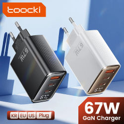 Toocki 67W GaN cargador pantalla Digital carga rápida 4,0 3,0 cargador USB rápido tipo C para ordenador portátil iPhone Samsung Xiaomi Realme POCO