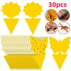 30 Trampas Adhesivas para Moscas de la Fruta y Mosquitos del Hongo, para Uso en Interiores y Exteriores, Control de Plagas de Plantas, Trampas Decorativas para Insectos, Trampas para Insectos