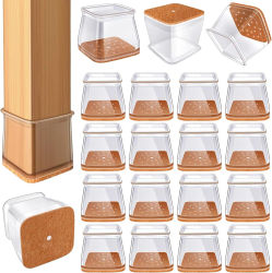 24 protectores de suelo para patas de silla para suelos de madera dura, tapas de silicona para sillas, almohadillas deslizantes para muebles con parte inferior de fieltro envuelta