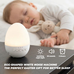Máquina de Ruido Blanco para Bebés con Detección de Llanto, 30 Sonidos, Luz Nocturna Recargable, Relajante para Dormir, para Guardería, Viajes, Regalos de Pascua