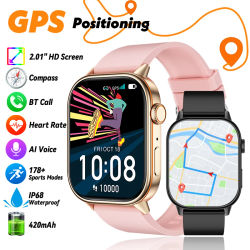 LIGE 2025 para Android IOS GPS reloj inteligente mujeres 2,01 "pantalla HD ritmo cardíaco Bluetooth llamada brújula IP68 impermeable hombres Smartwatch