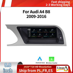 Monitor Inteligente con Pantalla Táctil de 8.8 Pulgadas para Audi A4 B8 2009-2016, Pantalla Inalámbrica Carplay, Radio, Música Bluetooth