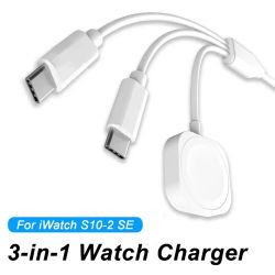 Cargador Magnético 3 en 1 para Reloj, Cable de Carga para Teléfono, para iWatch 11 S10 SE Ultra y AirPods Pro 3, Estación de Carga Rápida Dual Tipo C