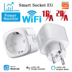 Enchufe inteligente WiFi de 16A/20A para la UE con monitor de energía y función de temporizador, compatible con la aplicación Tuya, Smart Life, Alexa y Google Home.