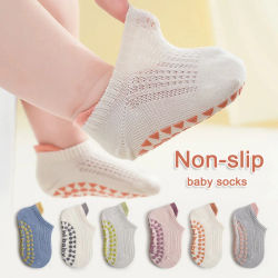 6 pares de calcetines antideslizantes de algodón para bebés, niños y niñas, calcetines tobilleros de verano para niños pequeños, actividades en interiores, aprender a caminar