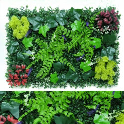 Panel de pared de plantas artificiales de 40x60cm, hojas verdes, paneles de seto de boj y hierba para exteriores, hogar, jardín, balcón, decoración de césped
