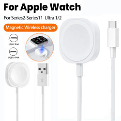 Cargador USB/tipo C de 1M para Apple Watch Series 10 9 8 7 6 5 4 3 2 SE Ultra Edition cargador iWatch Cable de carga inalámbrico magnético