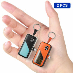 Paquete de 2 Mini Cargadores Portátiles de 5000mAh, Cargador USB C con Pantalla LED, Batería Externa de Carga Rápida para iPhone, Samsung, Xiaomi