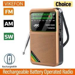 Radio con pilas Radio FM AM SW altavoz incorporado puntero Radio de bolsillo tipo C recargable con pantalla HD para personas mayores