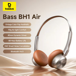 Auriculares Inalámbricos Baseus BH1 Air, Bluetooth 6.0, Cancelación de Ruido ENC, Ligeros (90g), Auriculares Supraaurales, 80H de Duración