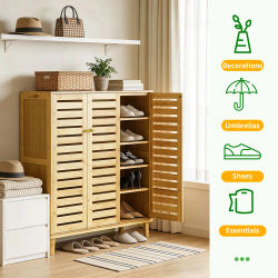 Mueble organizador de bambú independiente para zapatos con 5 estantes