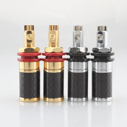 Audiocrast CF45G/R, poste de encuadernación de fibra de carbono, Terminal chapado en oro/rodio, conector Banana Jack, enchufe tipo Banana, altavoz, 4 Uds.