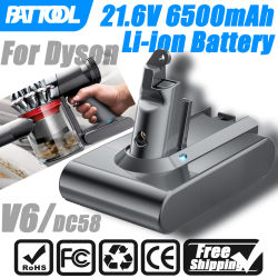 BATOOL 21,6 V 6500mAh para Dyson V6 batería de aspiradora DC58 DC59 DC62 SV03 SV04 SV05 SV06 SV07 650 770 batería de vacío absoluta