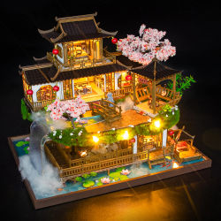 Kit de construcción en miniatura de madera para niñas, casas de muñecas con muebles, Casa antigua china, juguetes hechos a mano, regalos de navidad