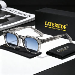 Gafas de Sol CATERSIDE Retro Punk para Hombre, Montura Pequeña Cuadrada, Diseño Personalizado, Gafas de Sol para Mujer, Viajes, Fiestas, Negocios, Festivales, Regalo
