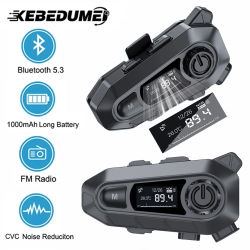 Auriculares Bluetooth 5,3 para casco de motocicleta, cascos con Radio FM, manos libres inalámbricos, llamada, impermeables, pantalla LED, para jinete
