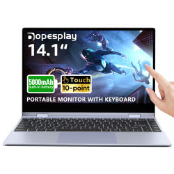 Monitor Táctil Dopesplay de 14.1 Pulgadas con Teclado, Batería de 5000mAh, Extensor de Pantalla Portátil, 1080P HDR IPS, Monitor Táctil de Viaje