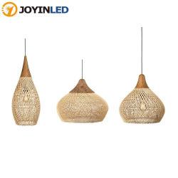 JOYINLED-Lámpara colgante de ratán Vintage, candelabro grande de mimbre tejido a mano, lámpara de techo Beige Natural para sala de estar y comedor