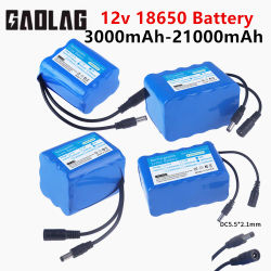 Batería recargable de 12V, 12V, 21000mAh, batería de litio 18650, capacidad real, CC de 12,6 V, 21Ah, Monitor de cámara CCTV, cargador de 12,6 V
