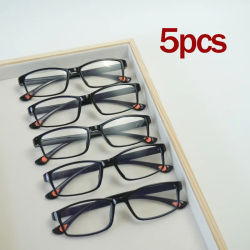5 pares de gafas de lectura cuadradas simples para hombre, gafas de lectura antiluz azul, gafas de lectura de marco completo a la moda para hipermetropía