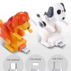 Cable de Carga Rápida Divertido con Diseño de Perro, Cable de Datos para iPhone, iOS, Android, Tipo-C, Línea de Carga para Teléfono Móvil, Regalos de Broma, Accesorios para Teléfono ﻿