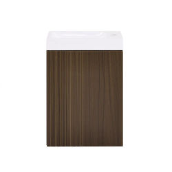 SoBuy BZR196-BR Mueble de Baño con Lavabo y 2 Puertas Marrón 40x22x56cm Estilo Minimalista