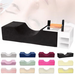 Almohada para pestañas, soporte en U para el cuello, almohada suave para injerto de pestañas, almohada de extensión de pestañas de espuma viscoelástica con bolsillo para salón de maquillaje