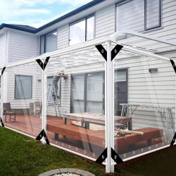 Lona transparente de plástico PVC impermeable con ojales para muebles de jardín, plantas, invernadero, mascotas, cubierta de techo, resistente a la lluvia