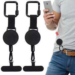 Soporte retráctil antirrobo para teléfono, cordón de seguridad para teléfono inteligente con mosquetón, arnés anticaída para senderismo, ciclismo y escalada