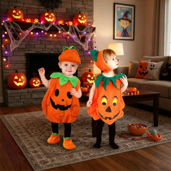 Disfraz de Calabaza de Halloween para Bebés y Niños 2026 con Sombrero, Traje de Cosplay para Actuaciones en Escenario y Fiestas de Navidad