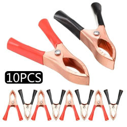 10 Uds 30A abrazadera de resorte de cocodrilo Cables de Clip de batería de coche rojo y negro cargador de cocodrilo accesorio de herramienta de prueba de voltaje