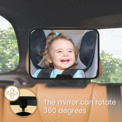 Espejo de coche para bebé 360 ° Espejo giratorio para asiento de coche, Monitor para coche de bebé con vista amplia y clara, irrompible, fácil de montar