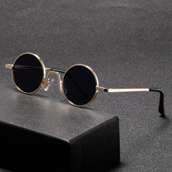 Gafas de sol Hippie redondas Retro de moda para mujeres y hombres, gafas de fiesta Punk Disco, gafas de sol circulares de Metal con protección UV