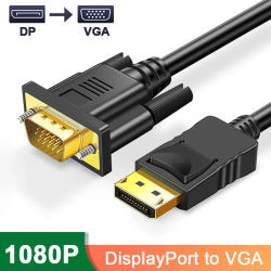 Cable DP a VGA, adaptador DisplayPort a VGA, Cable de conversión de vídeo HD para Monitor de TV, proyector de ordenador portátil