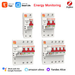 Interruptor de circuito monofásico inteligente Tuya, medidor de consumo de energía, Monitor kWh, vatímetro, 220V, 380V, 1P, 2P, 3P, 4P, Zigbee