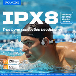 POLVCDG-auriculares Bluetooth de conducción ósea, cascos de Golf con memoria de 32GB, resistentes al agua IPX8, de silicona para natación