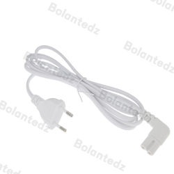 Blanco UE Euporean enchufe de 2 clavijas a IEC320 C7 figura 8 ángulo adaptador Cable de extensión de alimentación para Samsung Philips Sony LED TV