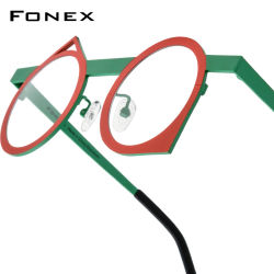 FONEX montura de gafas de titanio puro para mujer 2025, nuevo diseño de marca de moda, gafas irregulares para hombre, gafas japonesas ultraligeras 85801