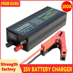 Cargador de batería portátil 12V100A Lifepo4 40A 50A cargador de batería de litio 60A 85A con voltaje y corriente ajustables Anderson