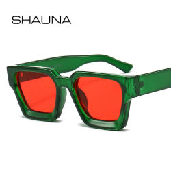 SHAUNA Ins Popular Mujeres Gafas de sol cuadradas Retro Hombres Tonos teñidos UV400