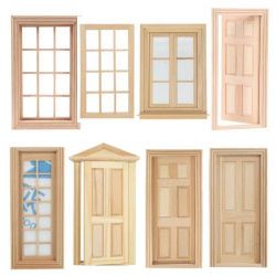 Mini puertas y ventanas para casa de muñecas 1:12, se pueden pintar y colorear con materiales lisos, accesorios para muebles de casa de muñecas